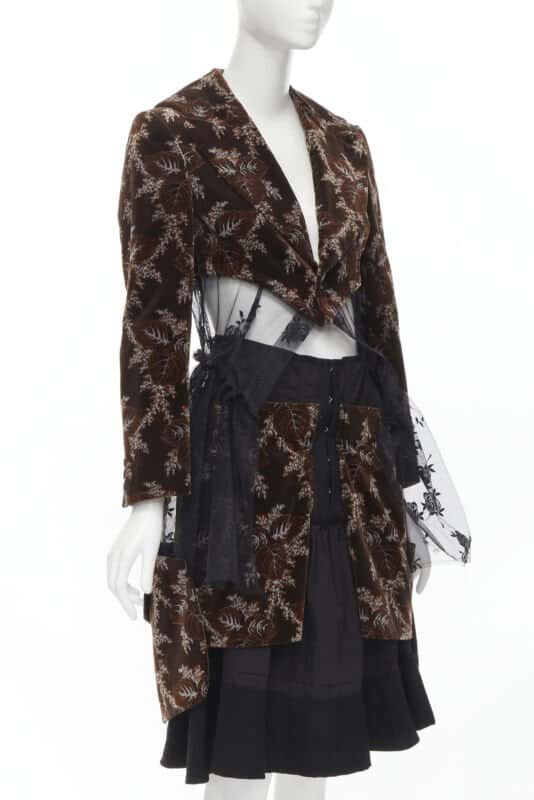 Comme Des Garcons Floral Corset Skirt Brown Velvet Never worn - Inside View