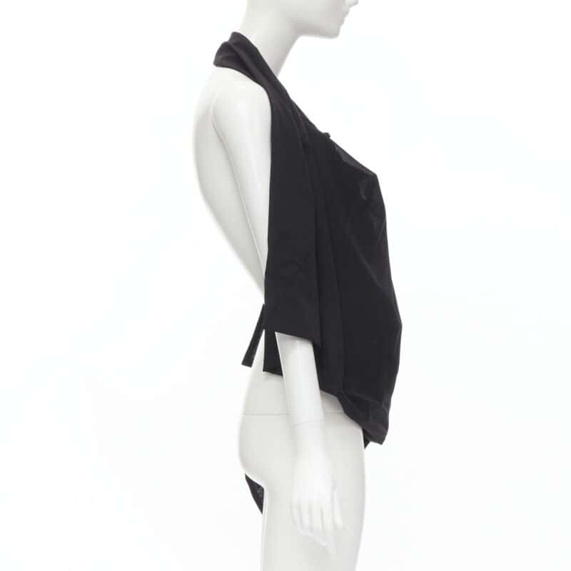 Yohji Yamamoto Metal Ring Halter Black Polyester Never worn - Model View