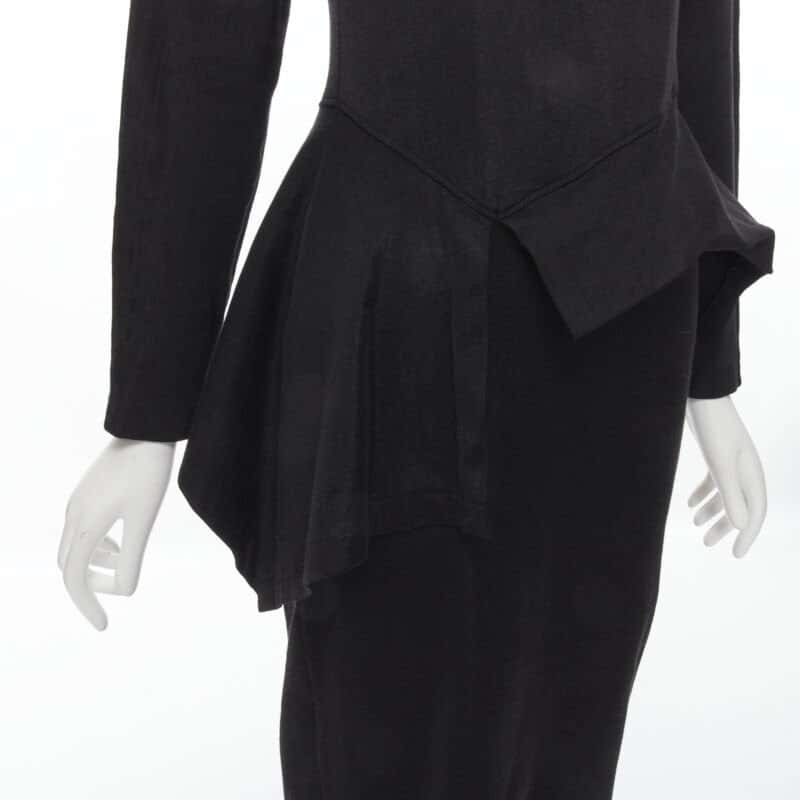 Comme Des Garcons Peplum Midi Dress Black Polyester Very good condition - Back View