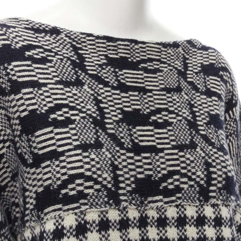 Comme Des Garcons Intarsia Checker Sweater Grey Wool Never worn - Back View