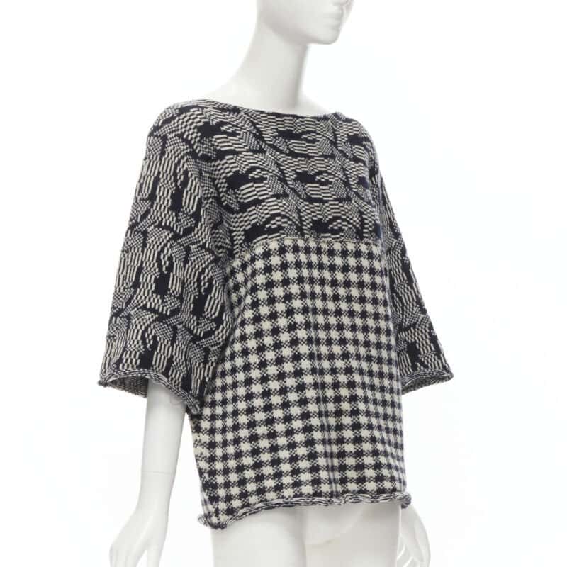 Comme Des Garcons Intarsia Checker Sweater Grey Wool Never worn - Inside View