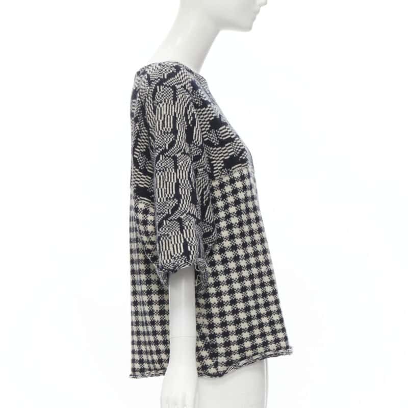 Comme Des Garcons Intarsia Checker Sweater Grey Wool Never worn - Model View
