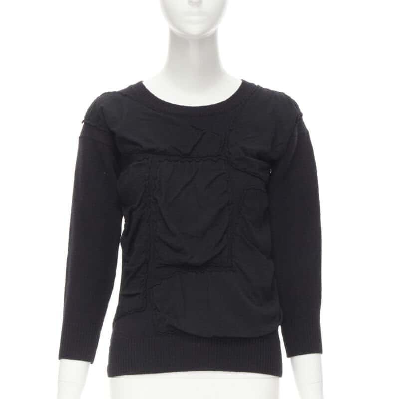 Comme Des Garcons Bubble Patchwork Sweater Black Wool Never worn - Front View