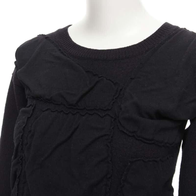 Comme Des Garcons Bubble Patchwork Sweater Black Wool Never worn - Back View