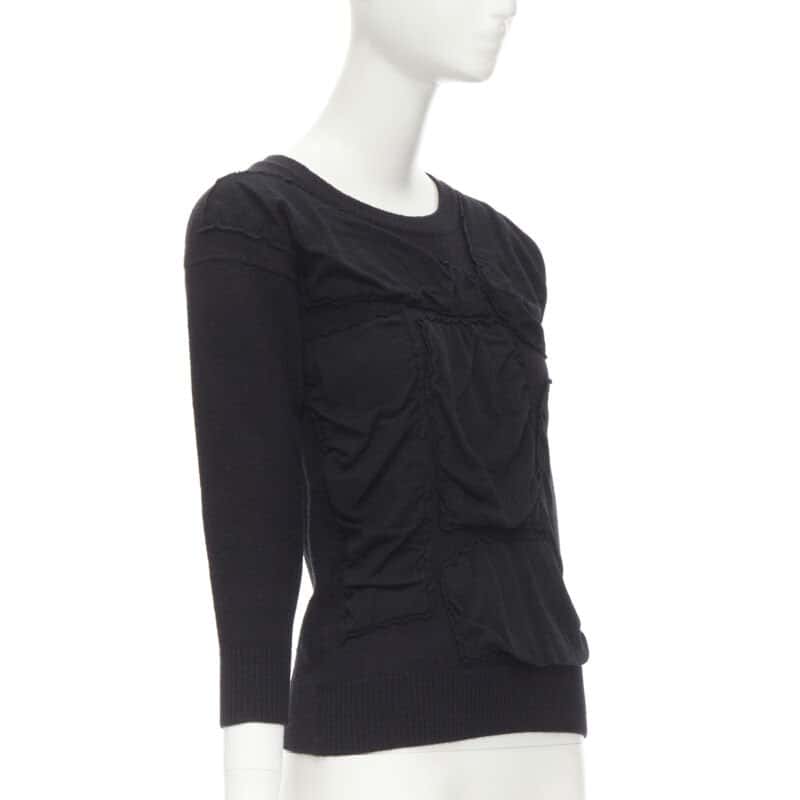 Comme Des Garcons Bubble Patchwork Sweater Black Wool Never worn - Inside View