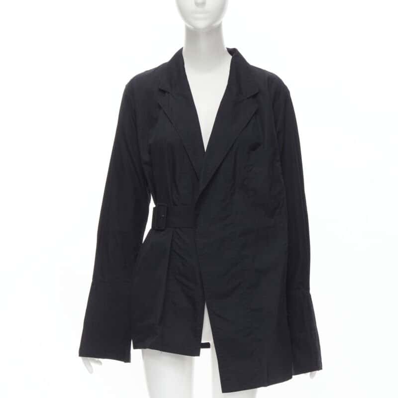 Comme Des Garcons Belted Blazer Jacket Black Cotton Never worn - Front View