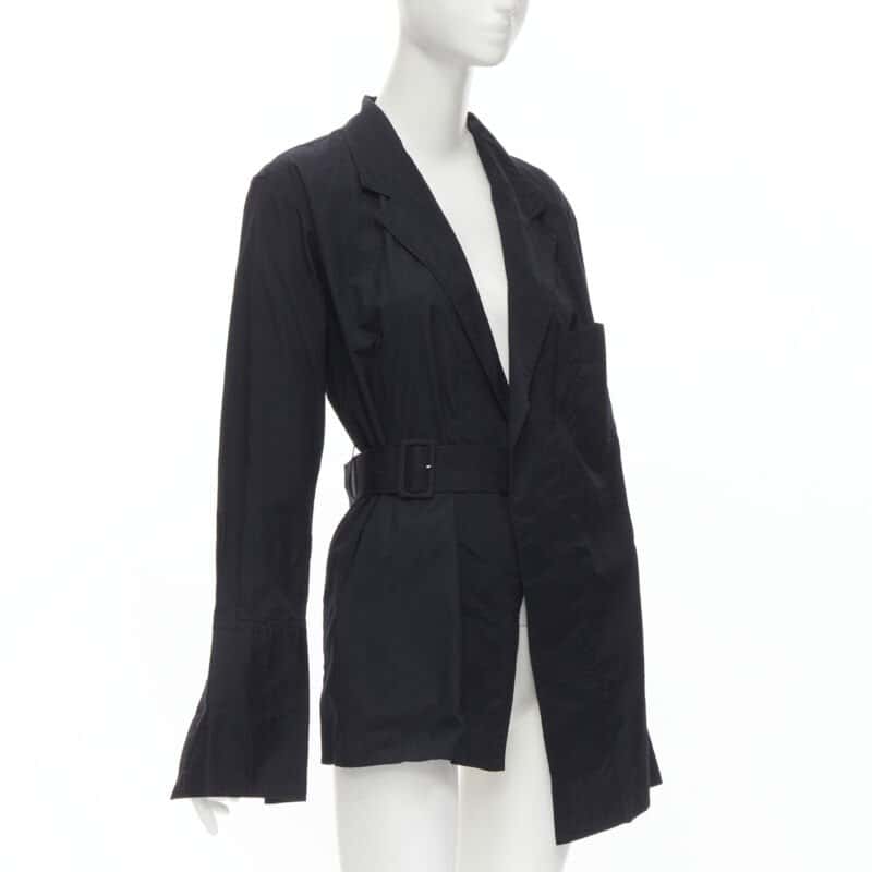 Comme Des Garcons Belted Blazer Jacket Black Cotton Never worn - Inside View