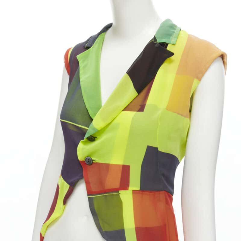 Comme Des Garcons Colorblock Layer Vest Green Polyester Never worn - Back View