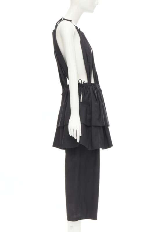 Yohji Yamamoto Linen Suspender Jumpsuit Black Cotton Never worn - Model View