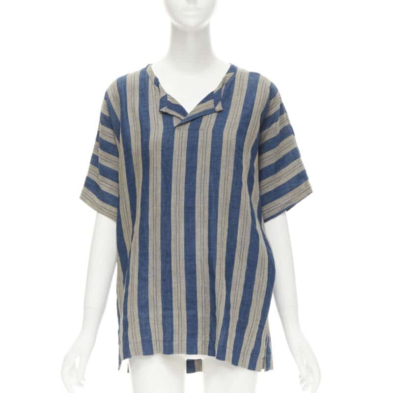 Comme Des Garcons Striped Linen Shirt Brown Linen Never worn - Front View
