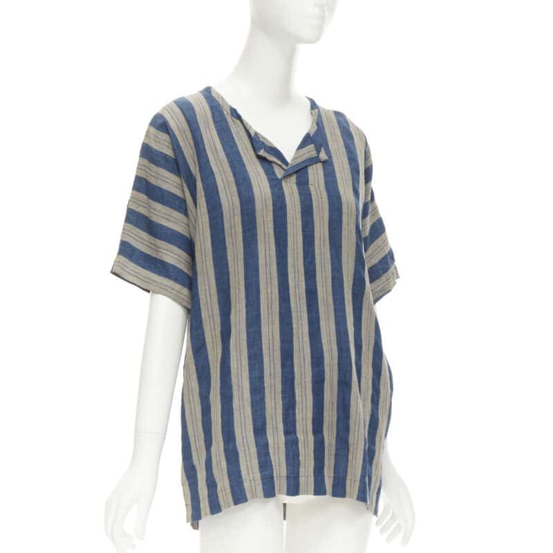 Comme Des Garcons Striped Linen Shirt Brown Linen Never worn - Inside View