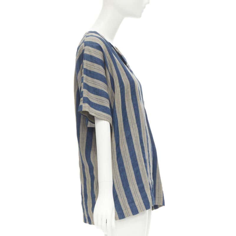 Comme Des Garcons Striped Linen Shirt Brown Linen Never worn - Model View