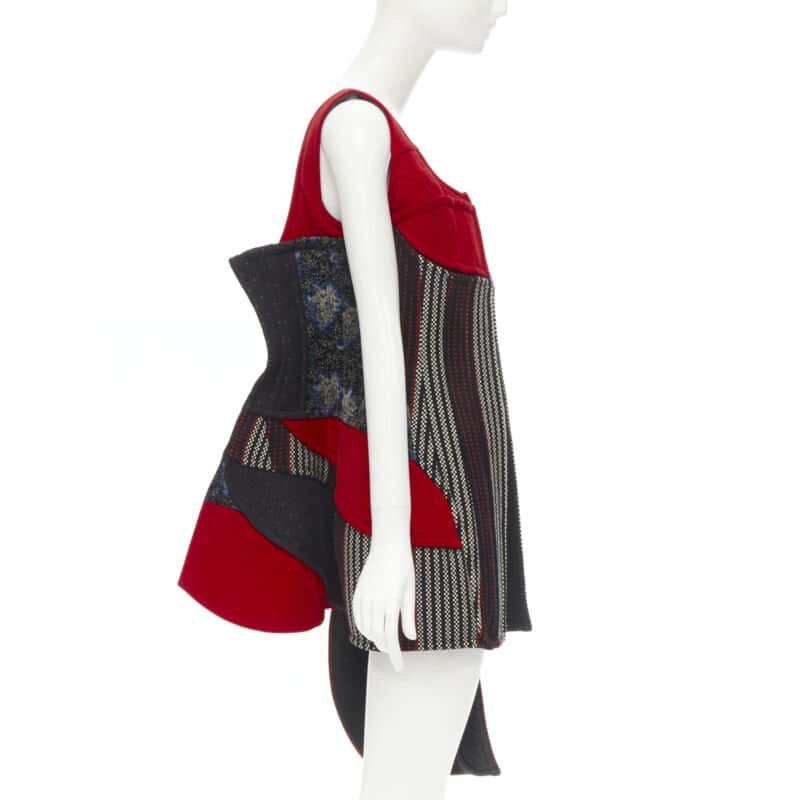 Comme Des Garcons Deconstructed Corset Red Velvet Never worn - Model View