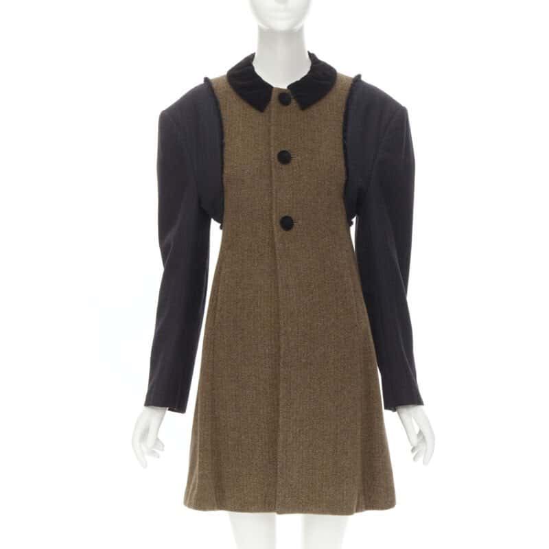 Comme Des Garcons Herringbone Sleeve Coat Brown Wool Never worn - Front View