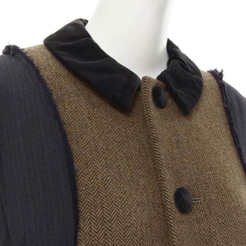 Comme Des Garcons Herringbone Sleeve Coat Brown Wool Never worn - Back View