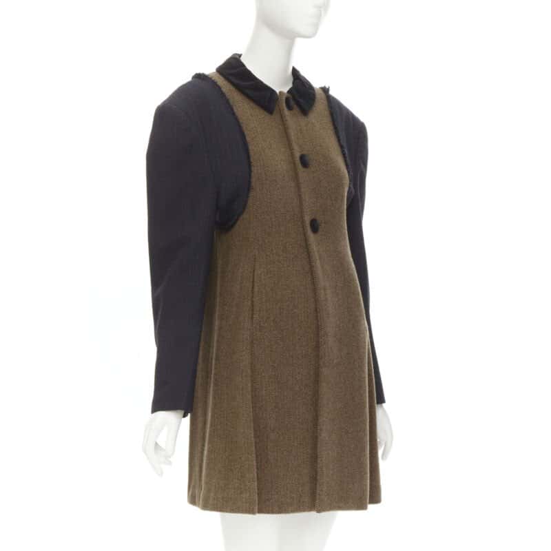 Comme Des Garcons Herringbone Sleeve Coat Brown Wool Never worn - Inside View