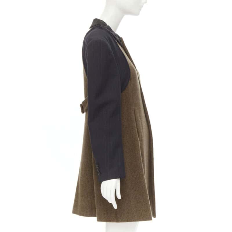 Comme Des Garcons Herringbone Sleeve Coat Brown Wool Never worn - Model View