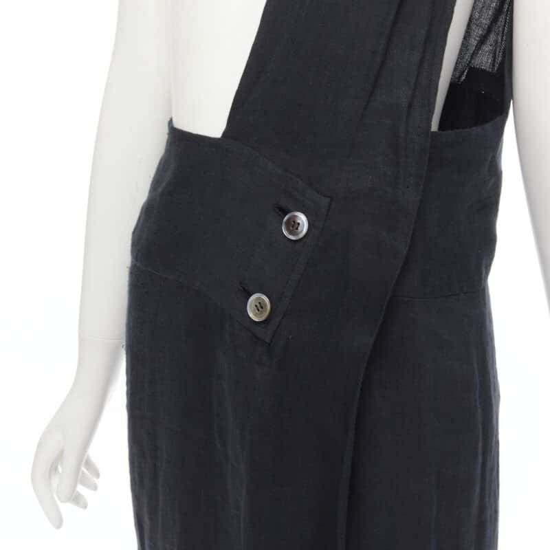 Comme Des Garcons Sash Dungaree Skirt Black Linen Never worn - Back View