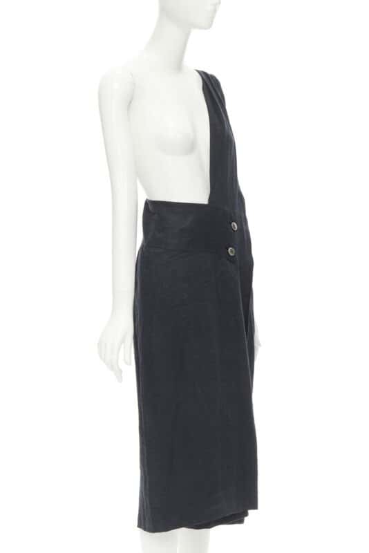 Comme Des Garcons Sash Dungaree Skirt Black Linen Never worn - Inside View