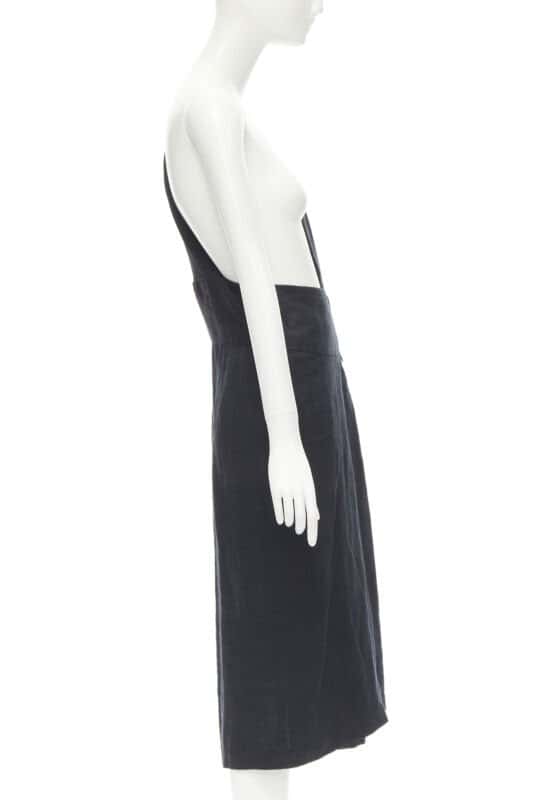 Comme Des Garcons Sash Dungaree Skirt Black Linen Never worn - Model View
