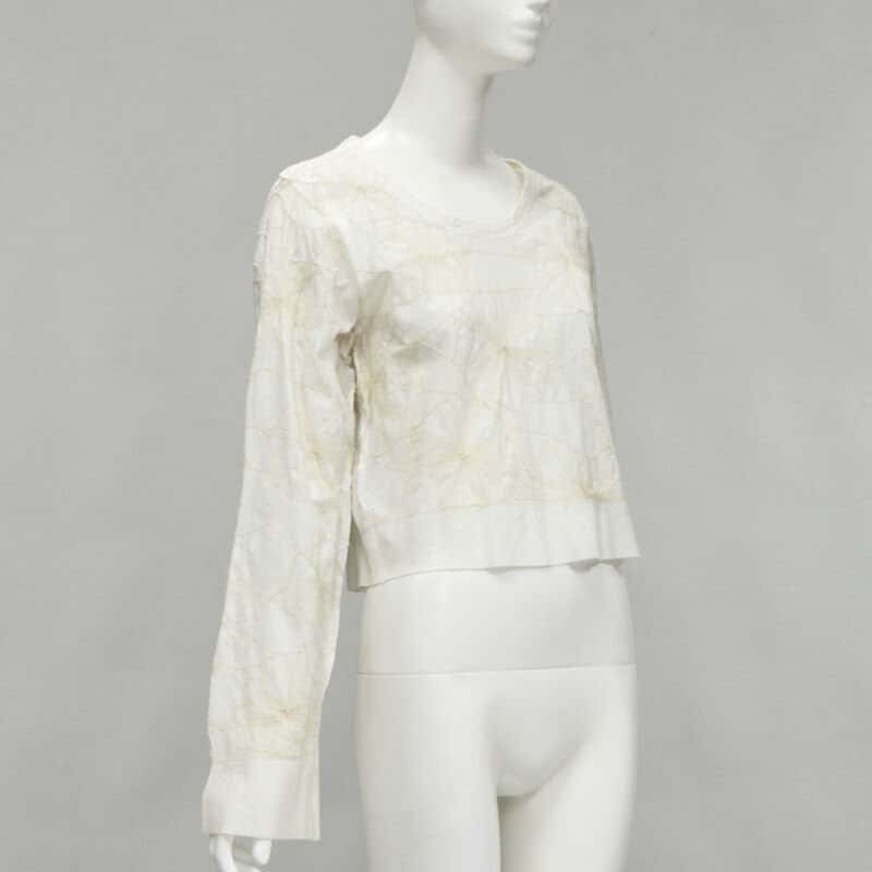 Comme Des Garcons Floral Embroidery Top Beige Cotton Very good condition - Inside View