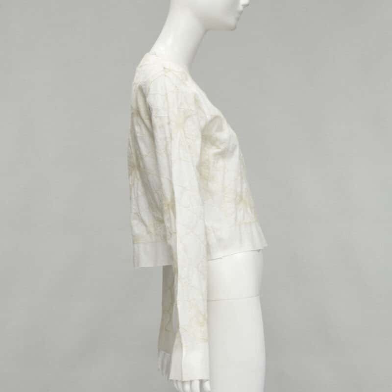 Comme Des Garcons Floral Embroidery Top Beige Cotton Very good condition - Model View