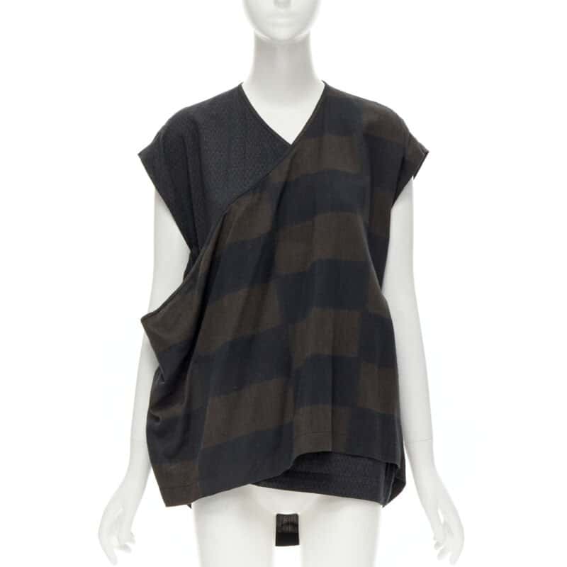 Comme Des Garcons Checked Wrap Vest Green Cotton Never worn - Front View