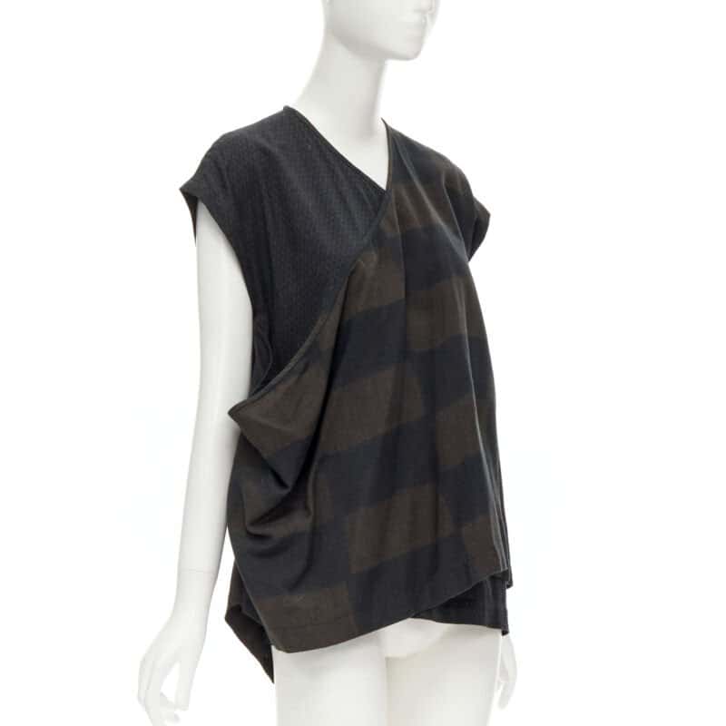 Comme Des Garcons Checked Wrap Vest Green Cotton Never worn - Inside View