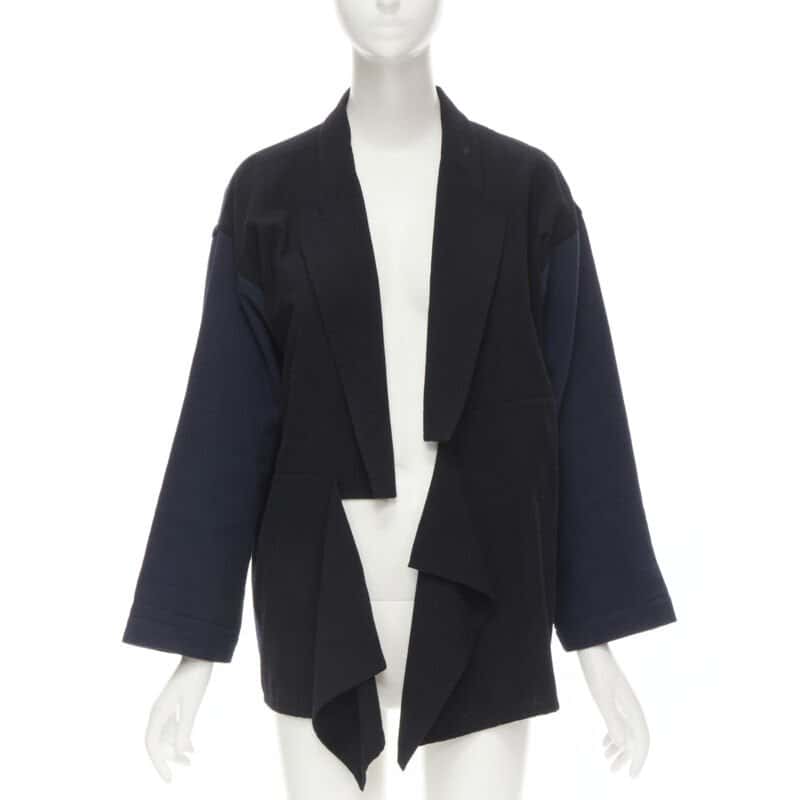 Comme Des Garcons Drape Front Blazer Blue Cotton Never worn - Front View