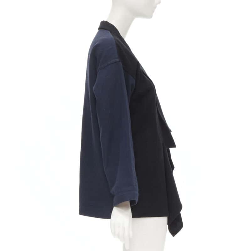 Comme Des Garcons Drape Front Blazer Blue Cotton Never worn - Model View