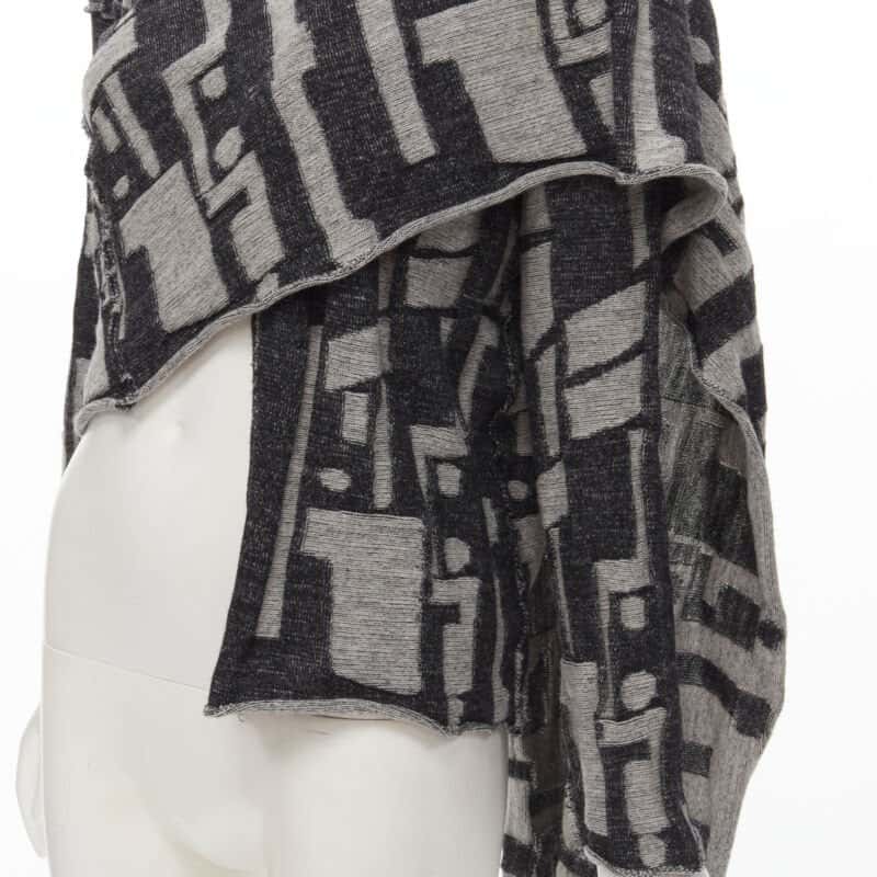 Comme Des Garcons Intarsia Wrap Cardigan Grey Wool Never worn - Back View
