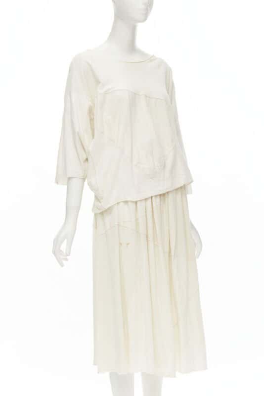 Comme Des Garcons Patchwork Trapeze Set White Cotton Good condition - Inside View
