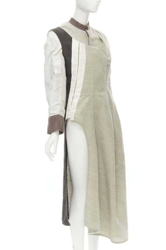 Comme Des Garcons Patchwork Bias Wool Coat Beige Wool Very good condition - Front View