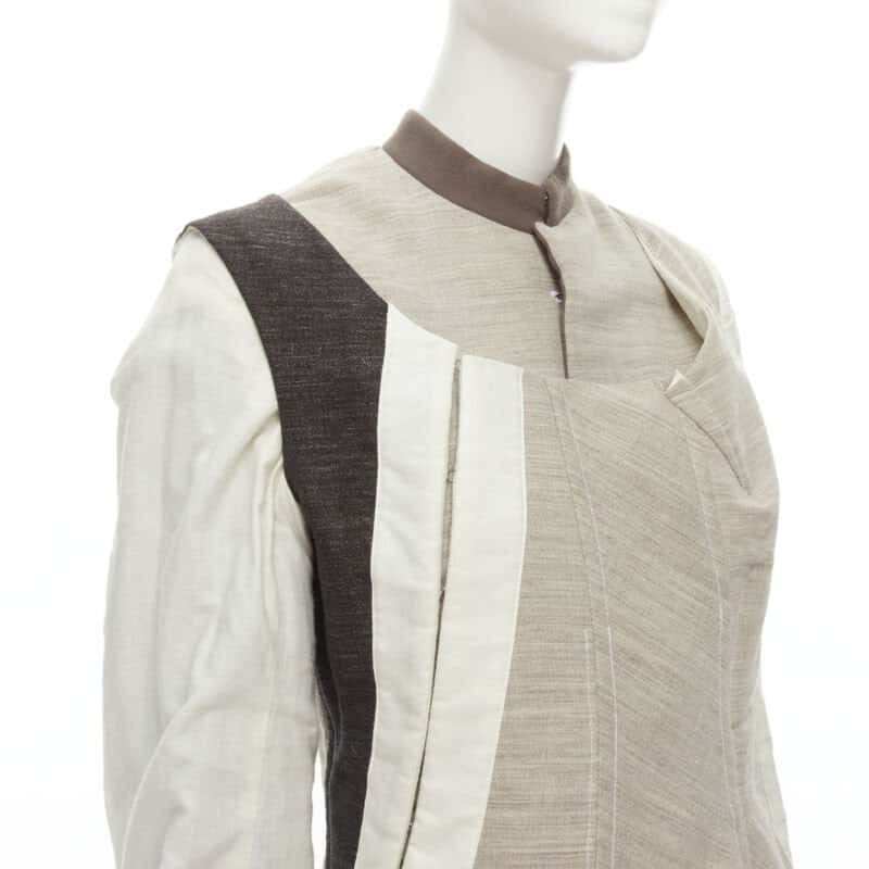 Comme Des Garcons Patchwork Bias Wool Coat Beige Wool Very good condition - Back View