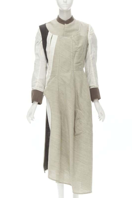 Comme Des Garcons Patchwork Bias Wool Coat Beige Wool Very good condition - Inside View