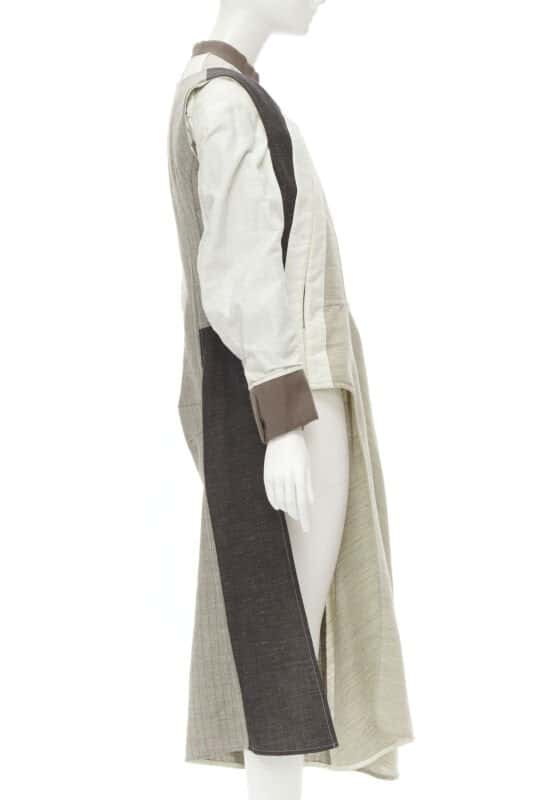 Comme Des Garcons Patchwork Bias Wool Coat Beige Wool Very good condition - Model View
