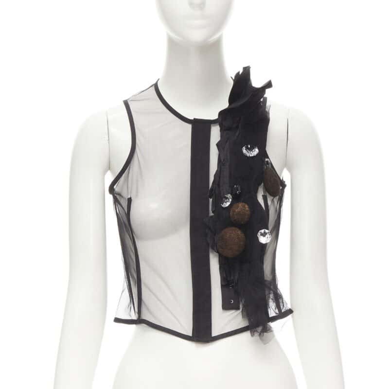 Comme Des Garcons Crystal Felt Vest Black Polyester Never worn - Front View