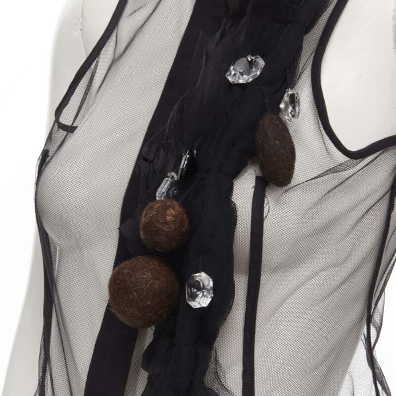 Comme Des Garcons Crystal Felt Vest Black Polyester Never worn - Back View