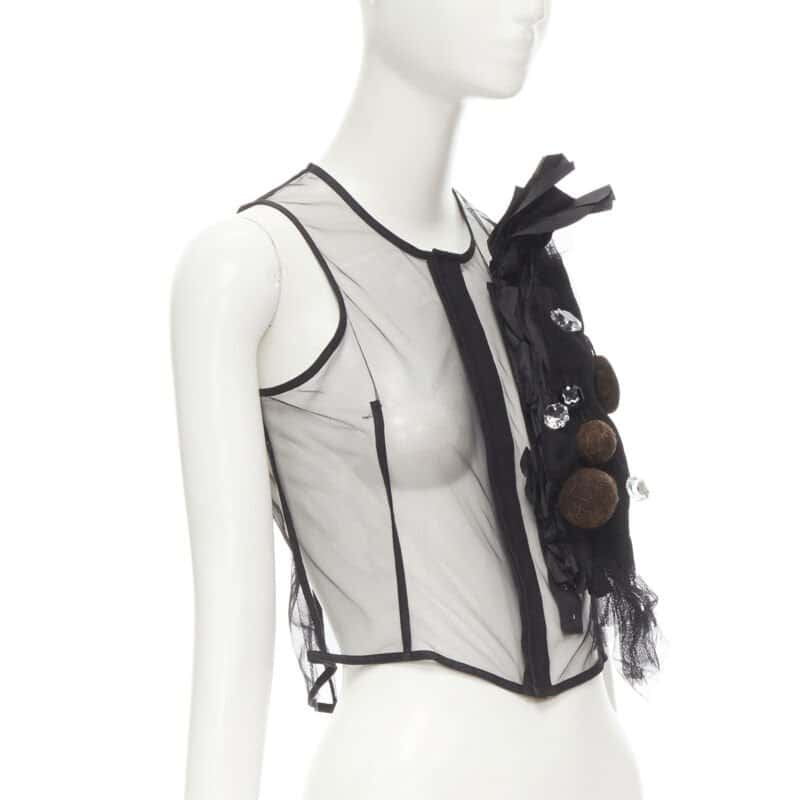 Comme Des Garcons Crystal Felt Vest Black Polyester Never worn - Inside View