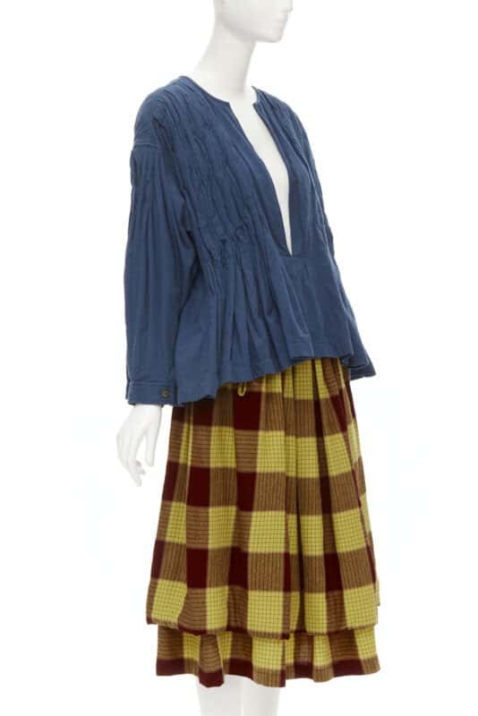 Comme Des Garcons Checked Skirt Set Blue Cotton Very good condition - Back View