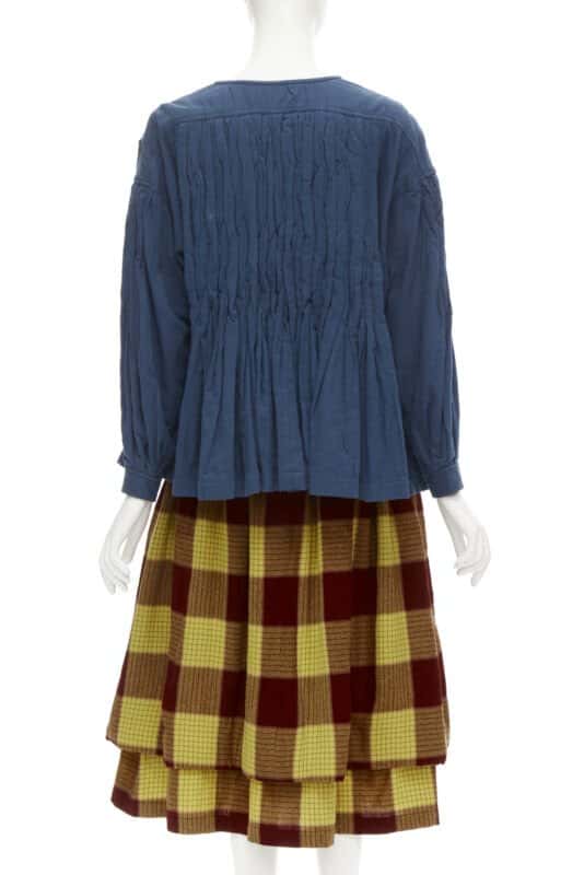 Comme Des Garcons Checked Skirt Set Blue Cotton Very good condition - Model View