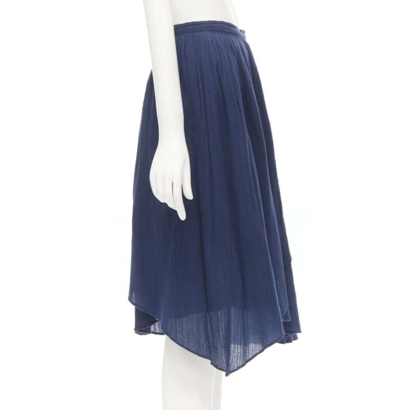 Comme Des Garcons Waterfall Draped Skirt Blue Cotton Good condition - Model View