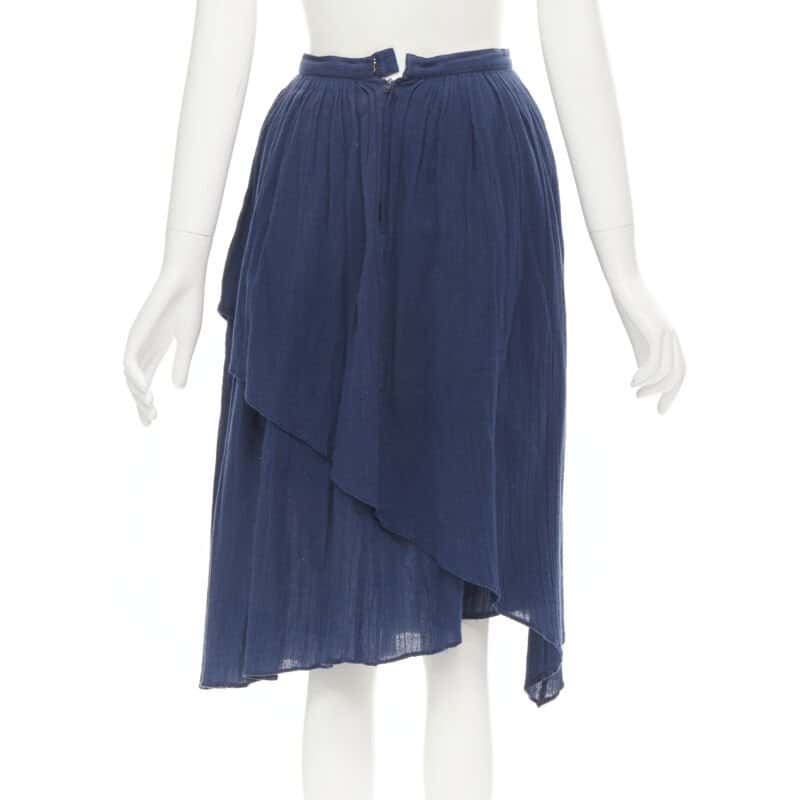 Comme Des Garcons Waterfall Draped Skirt Blue Cotton Good condition - Box View