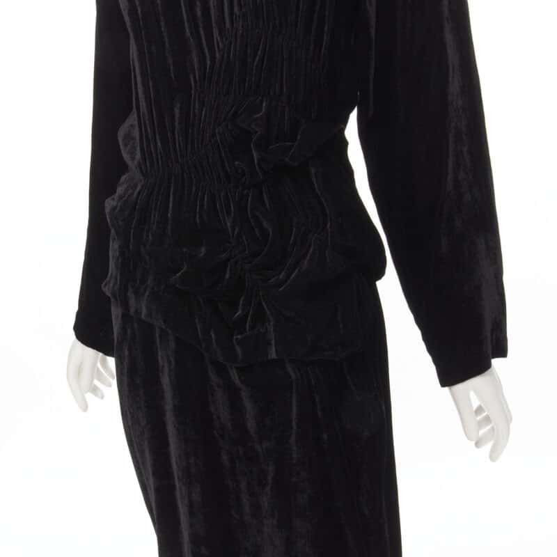 Comme Des Garcons Velvet Shirred Dress Black Velvet Never worn - Back View
