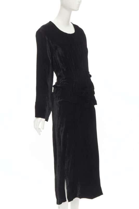 Comme Des Garcons Velvet Shirred Dress Black Velvet Never worn - Inside View