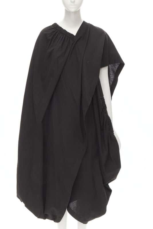Comme Des Garcons Draped Cocoon Dress Black Cotton Never worn - Front View