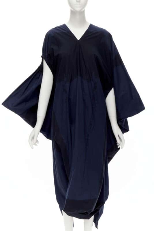 Comme Des Garcons Brushstroke Trapeze Dress Navy Cotton Very good condition - Front View