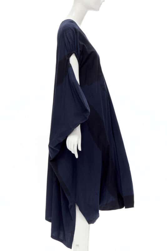 Comme Des Garcons Brushstroke Trapeze Dress Navy Cotton Very good condition - Model View