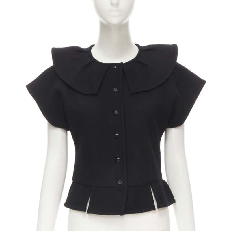 Comme Des Garcons Felt Peplum Top Black Wool Never worn - Front View