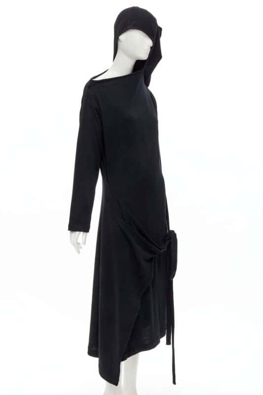 Comme Des Garcons Hooded Dress Black Wool Never worn - Inside View